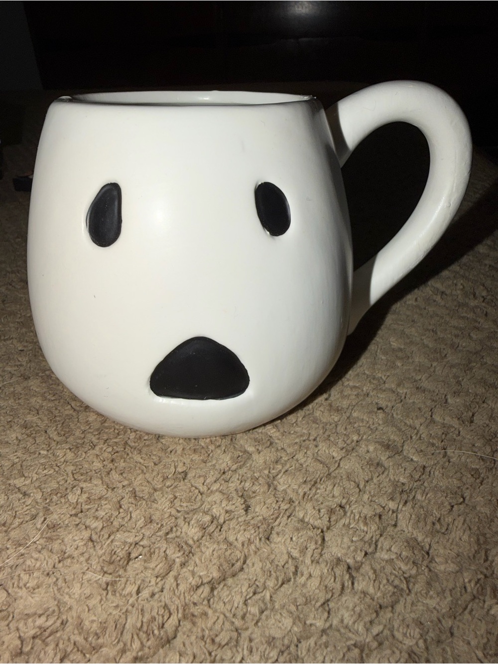 Mug Shotz White Ceramic Ghost Face Mug - Minimalist Halloween Accents